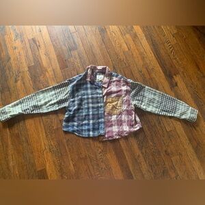 American Eagle Outfitters Plaid Shirt - Blue, Tan, Pink
